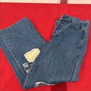 PacSun Blue Relaxed Fit Jeans with patching
